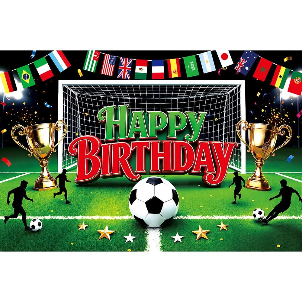 7x5FT Football Party Backdrop Sports Themed Party Decoration Soccer Happy Bir…