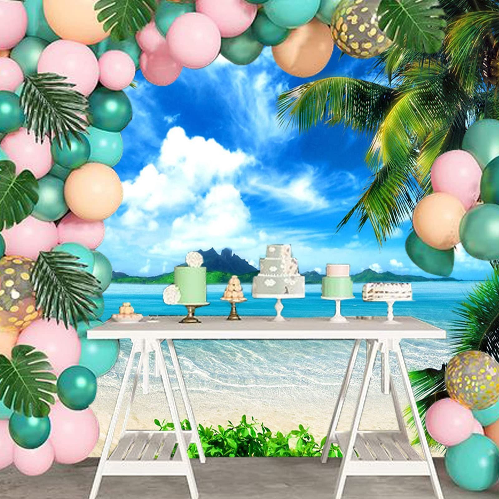 Summer Tropical Beac Photography Backdrops for Hawaii Luau Theme Pool Party
