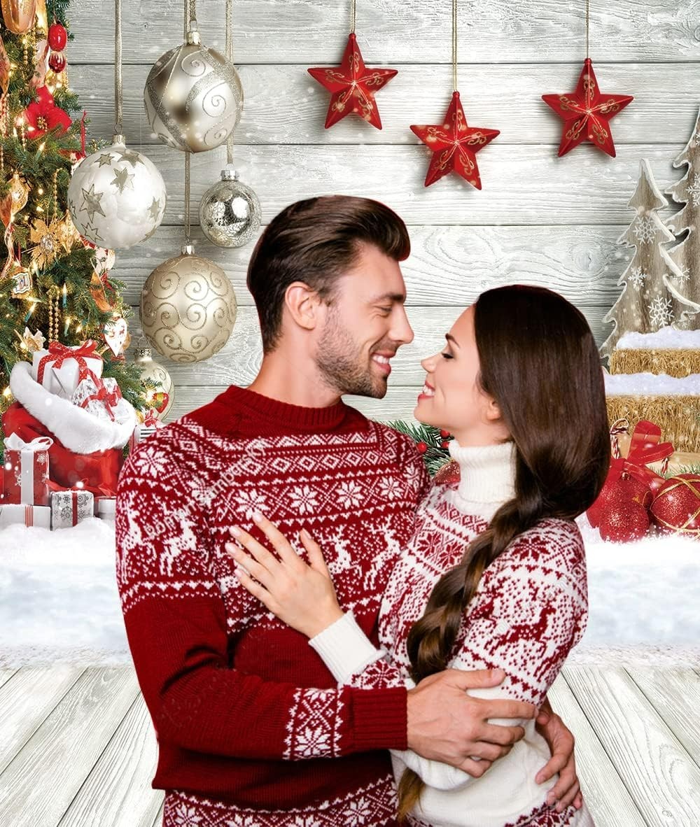 5X7FT Christmas Backdrop White Wood Floor Photography Backdrop Winter Snow Xm…