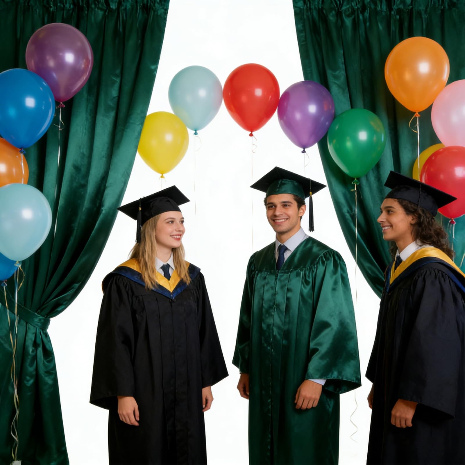 10×7 Ft Lake Green Backdrop Curtains Fabric Satin Rod Pocket Party 2 Panels