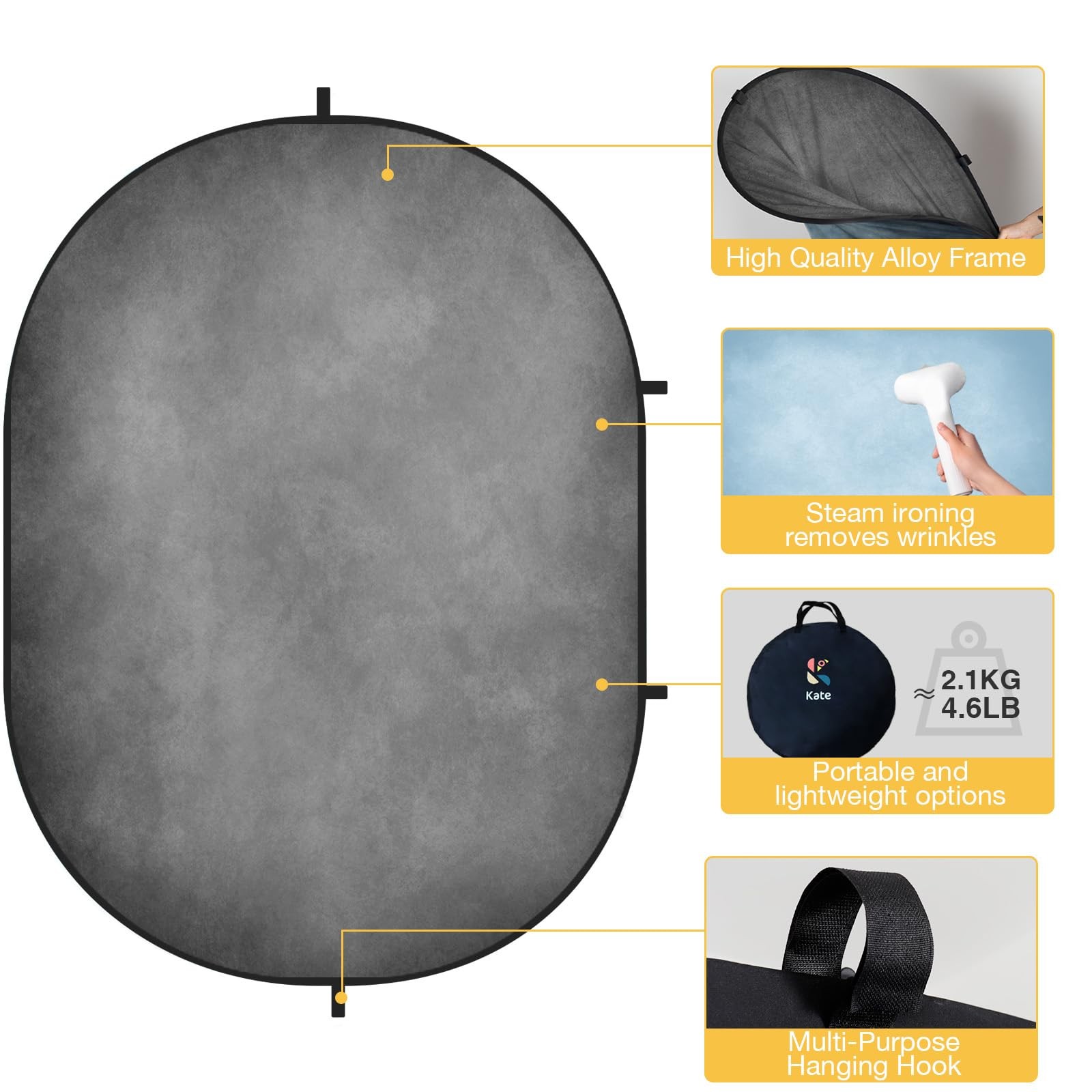 Kate 5×6.5ft(1.5x2m) Collapsible Backdrop Blue Pop up Backgrounds 5×6.5ft, 2