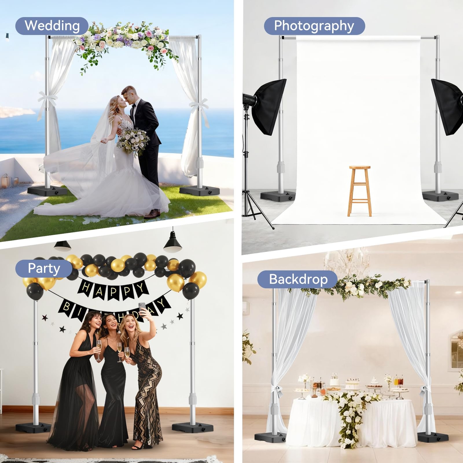 EMART 10x10ft Backdrop Stand Heavy Duty Kit with Water Tank Base, Pipe and Dr…