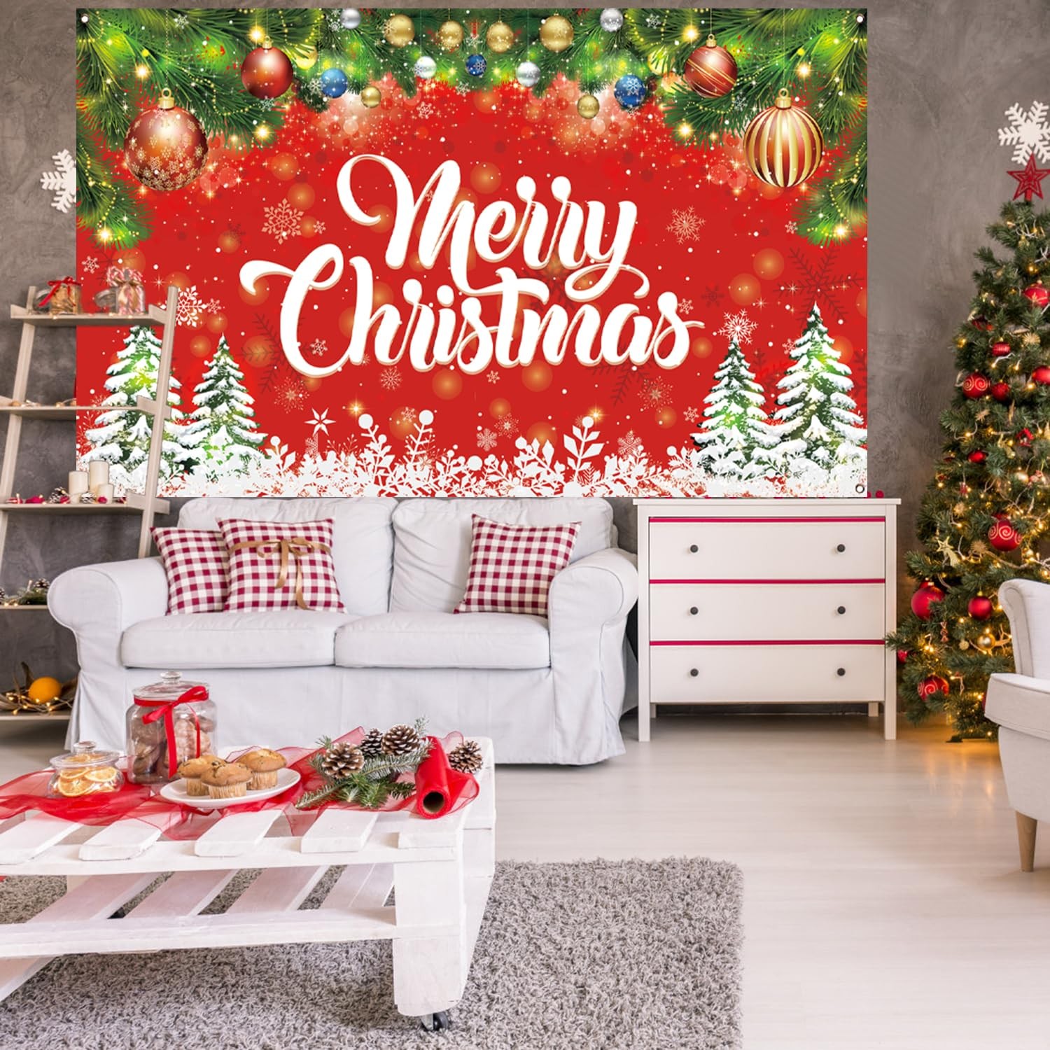 71×43 Inch Merry Christmas Party Backdrop Decorations Large Size Supplies