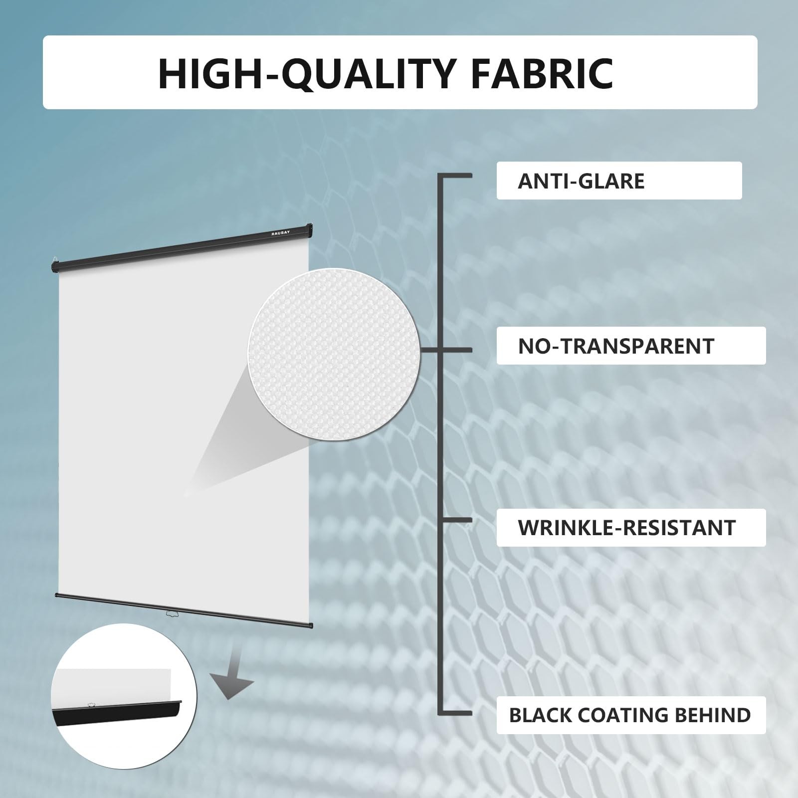 RAUBAY Retractable Pull Down White Screen Standard(59.8 x 86.6in),