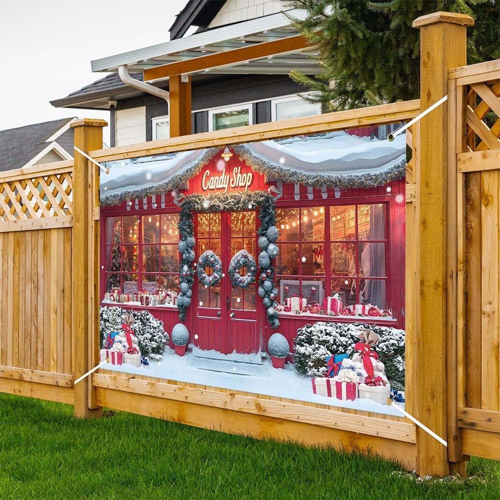 Extra Large Christmas Banner Winter Snow Scene Photography Backdrop 70.8×43.3″