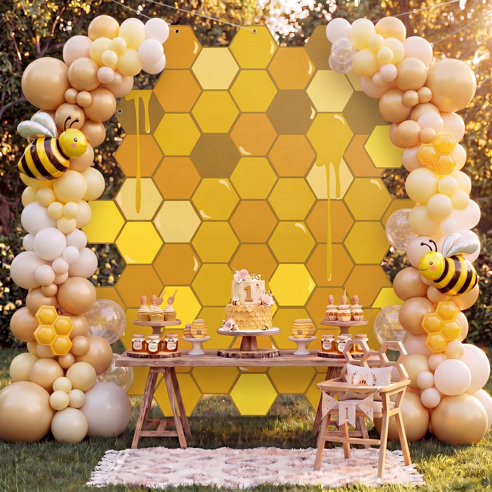 6.6 x 5.9 ft Large Honeycomb Backdrop Irregular Shaped Bee Backdrop Irregular…