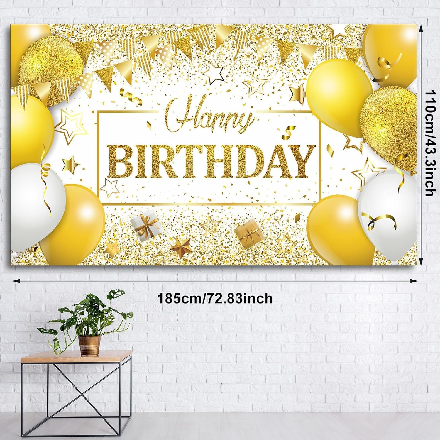 Happy Birthday Decorations Backdrop Banner, Glitter Birthday Backdrop Sign Poste