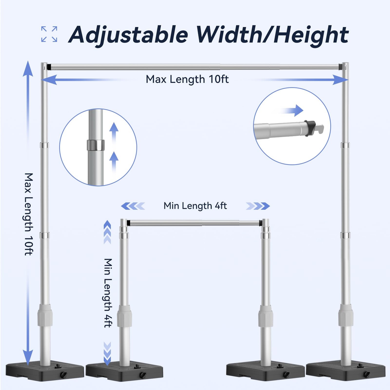 EMART 10x10ft Backdrop Stand Heavy Duty Kit with Water Tank Base, Pipe and Dr…