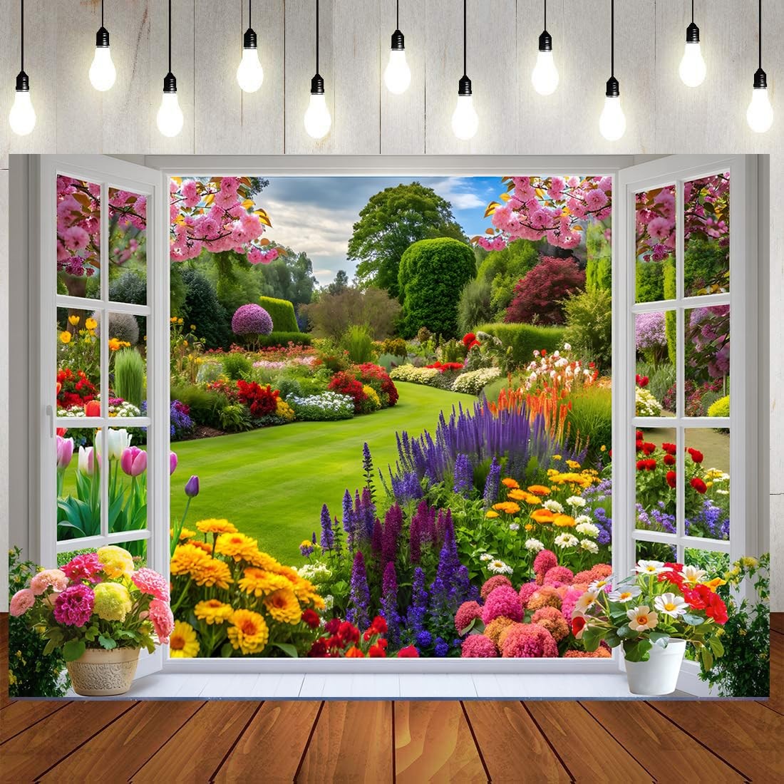 LTLYH 7x5ft Spring Summer Garden Window Backdrop Floral Nature Landscape Phot…