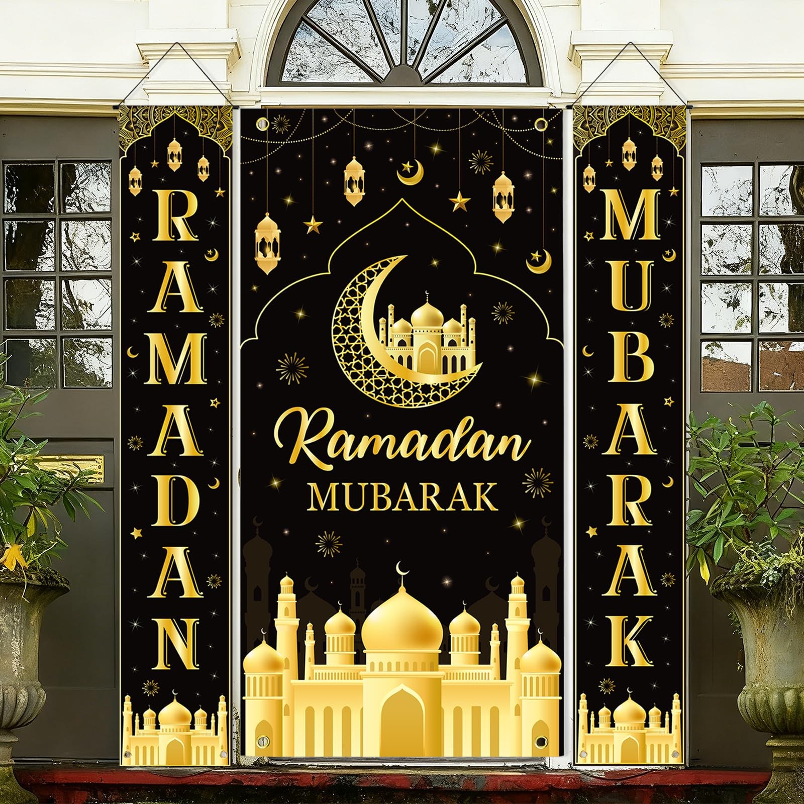 3 Pcs Ramadan Mubarak Banner Ramadan Decorations for Home Eid Mubarak Hanging…
