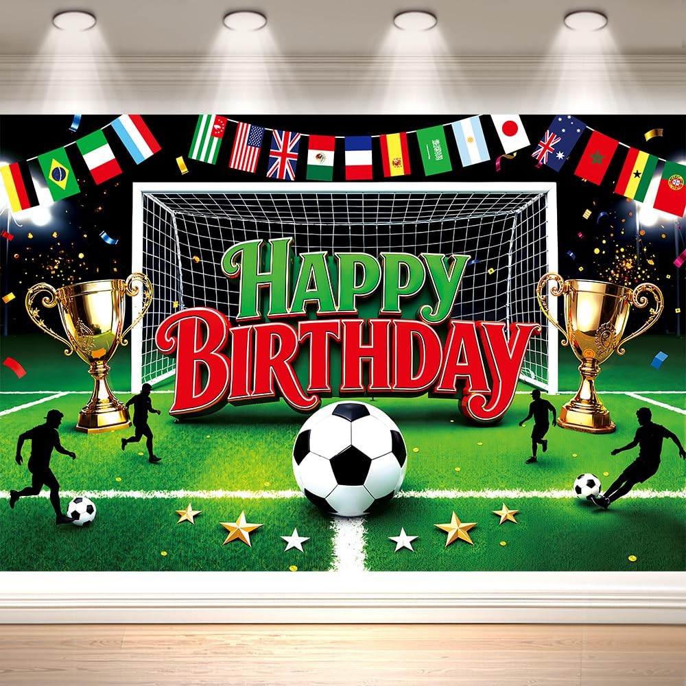 7x5FT Football Party Backdrop Sports Themed Party Decoration Soccer Happy Bir…