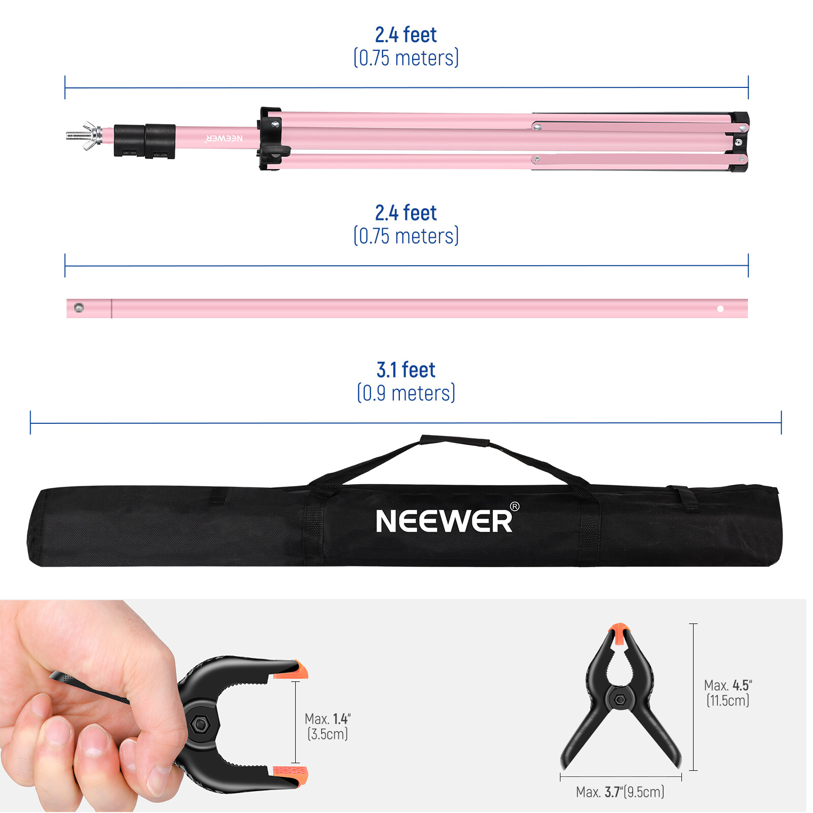NEEWER Photo Studio Backdrop Support System Background Stand with 4 Crossbars