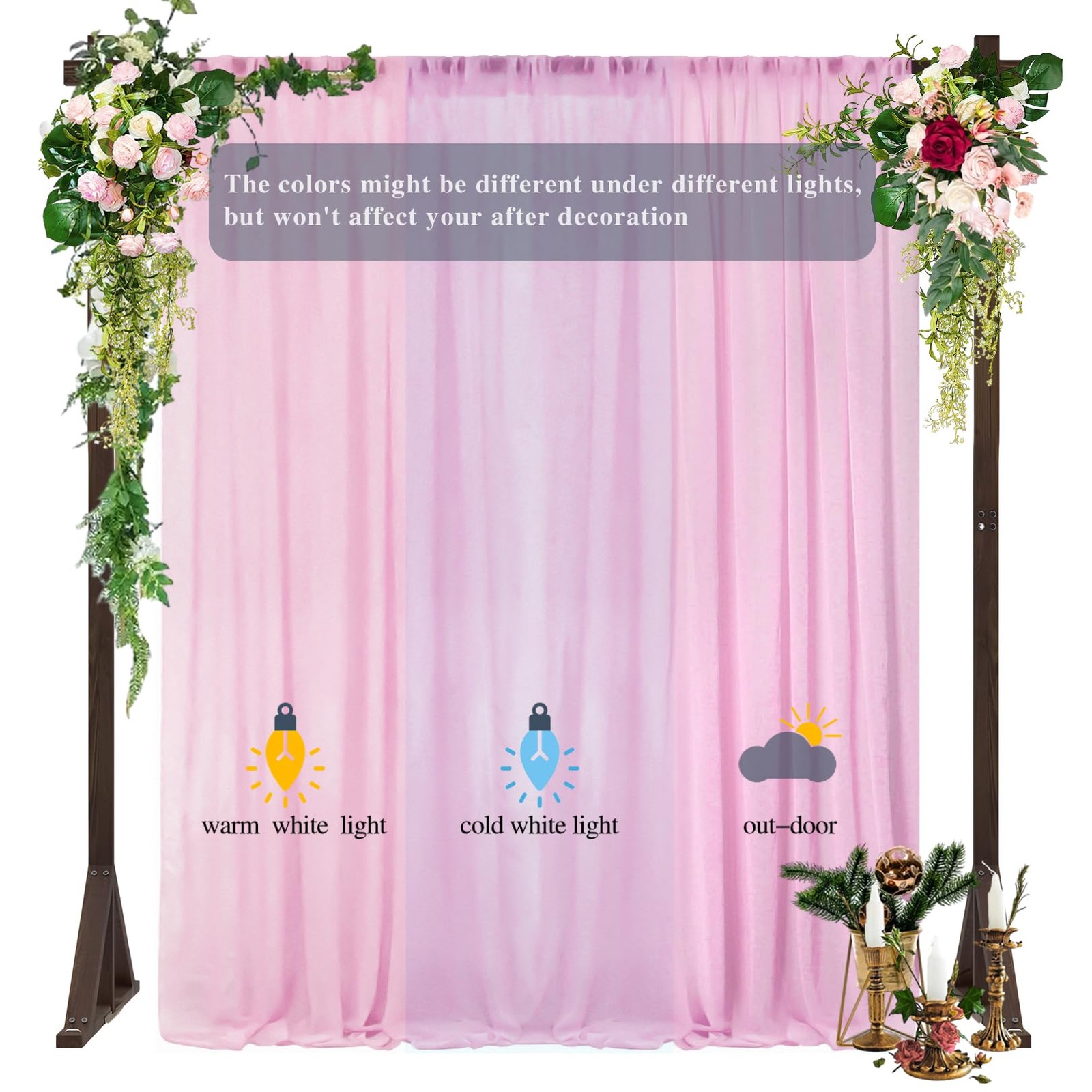 DUOBAO Pink Chiffon Backdrop Curtain-2 Panels 29×120-Inch Wedding Draping Beach
