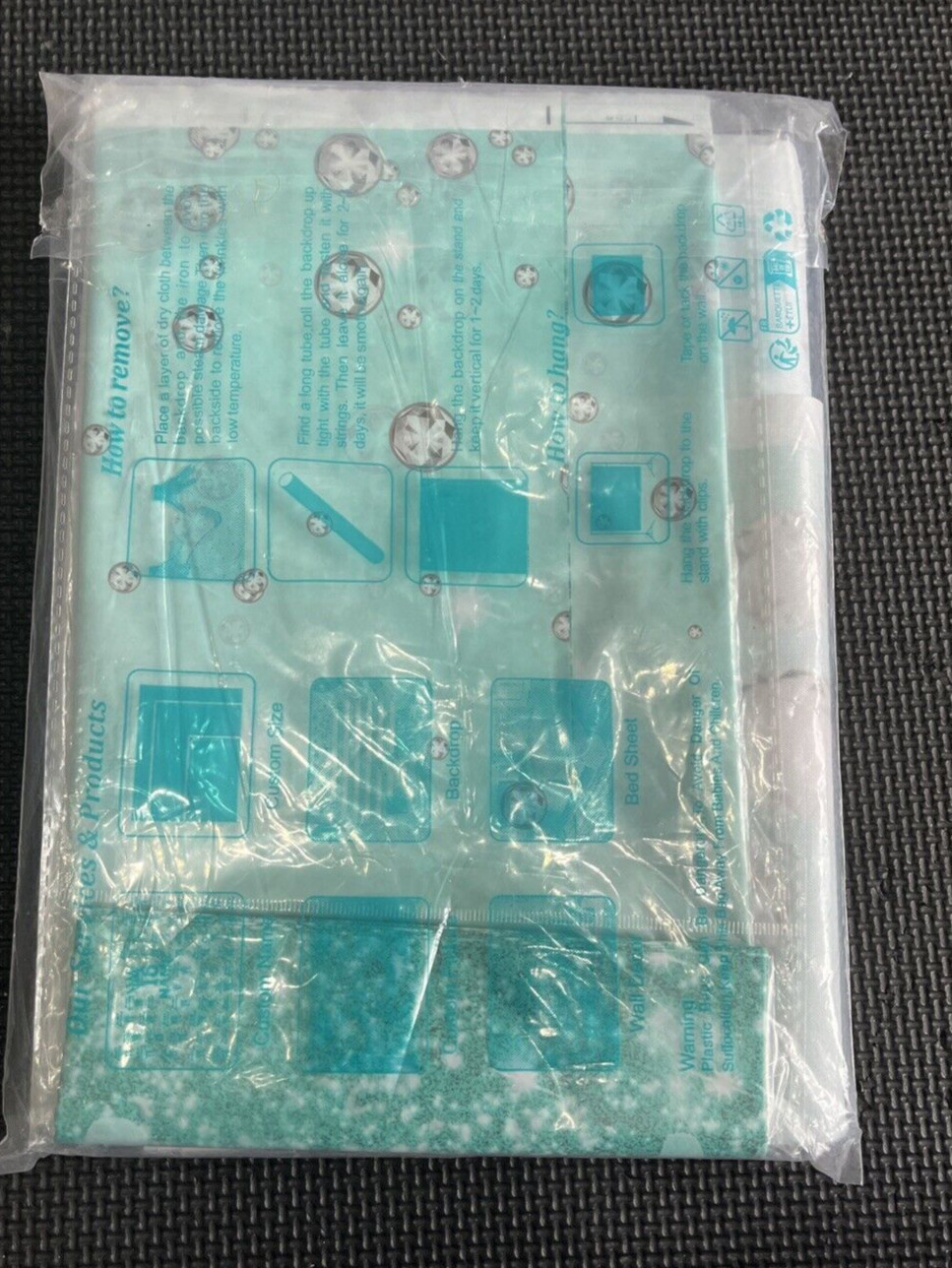 XCKALI Teal Blue Birthday Backdrop and Tablecloth Kit Glitter Teal Blue Diamond