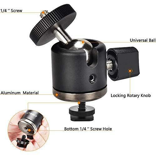 UTEBIT Ball Head with 1/4″ Hotshoe Camera Mount Adapter 360 Degree Rotatable