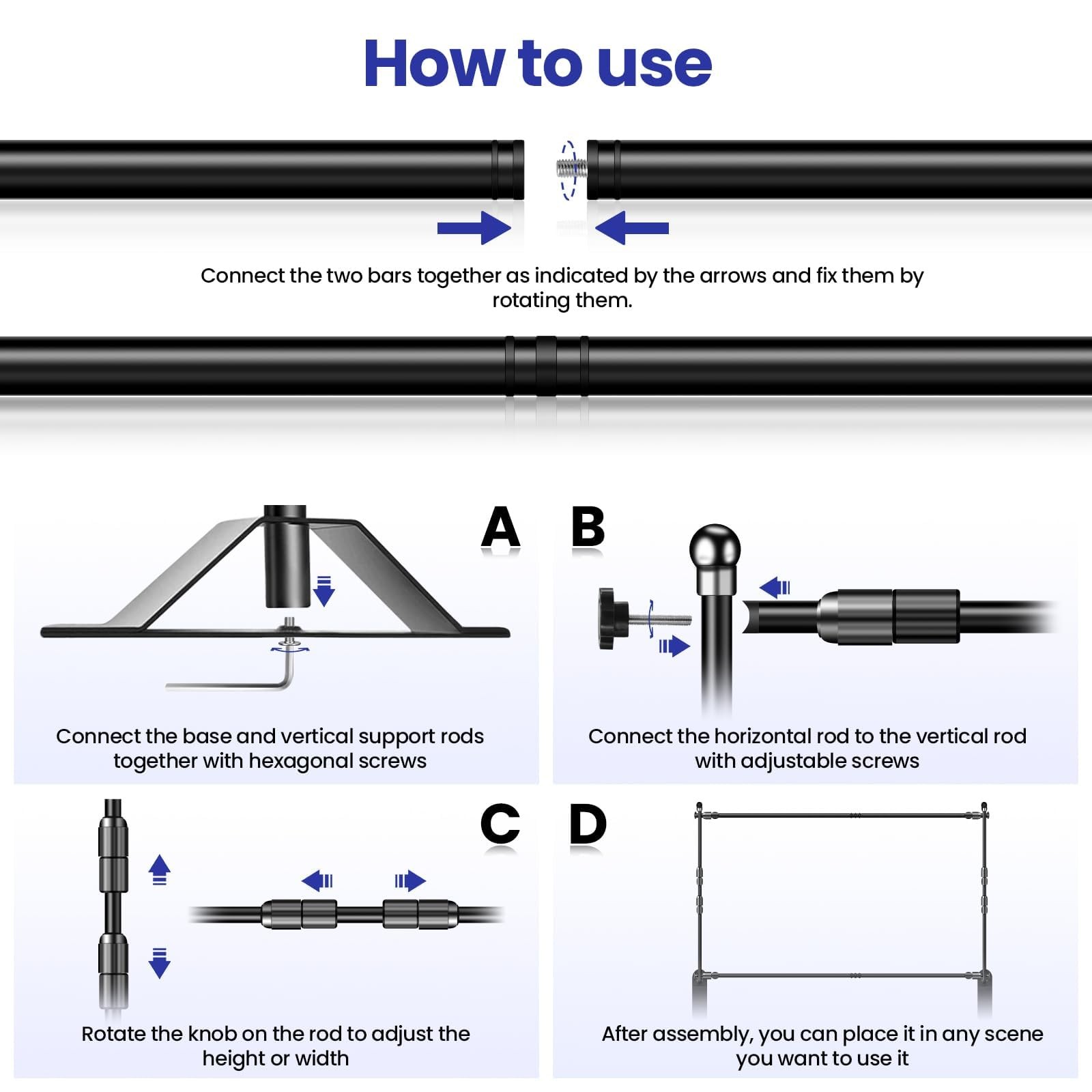 10x8ft Photo Backdrop Stand Kit – Adjustable Banner Stand with Step and Repea…