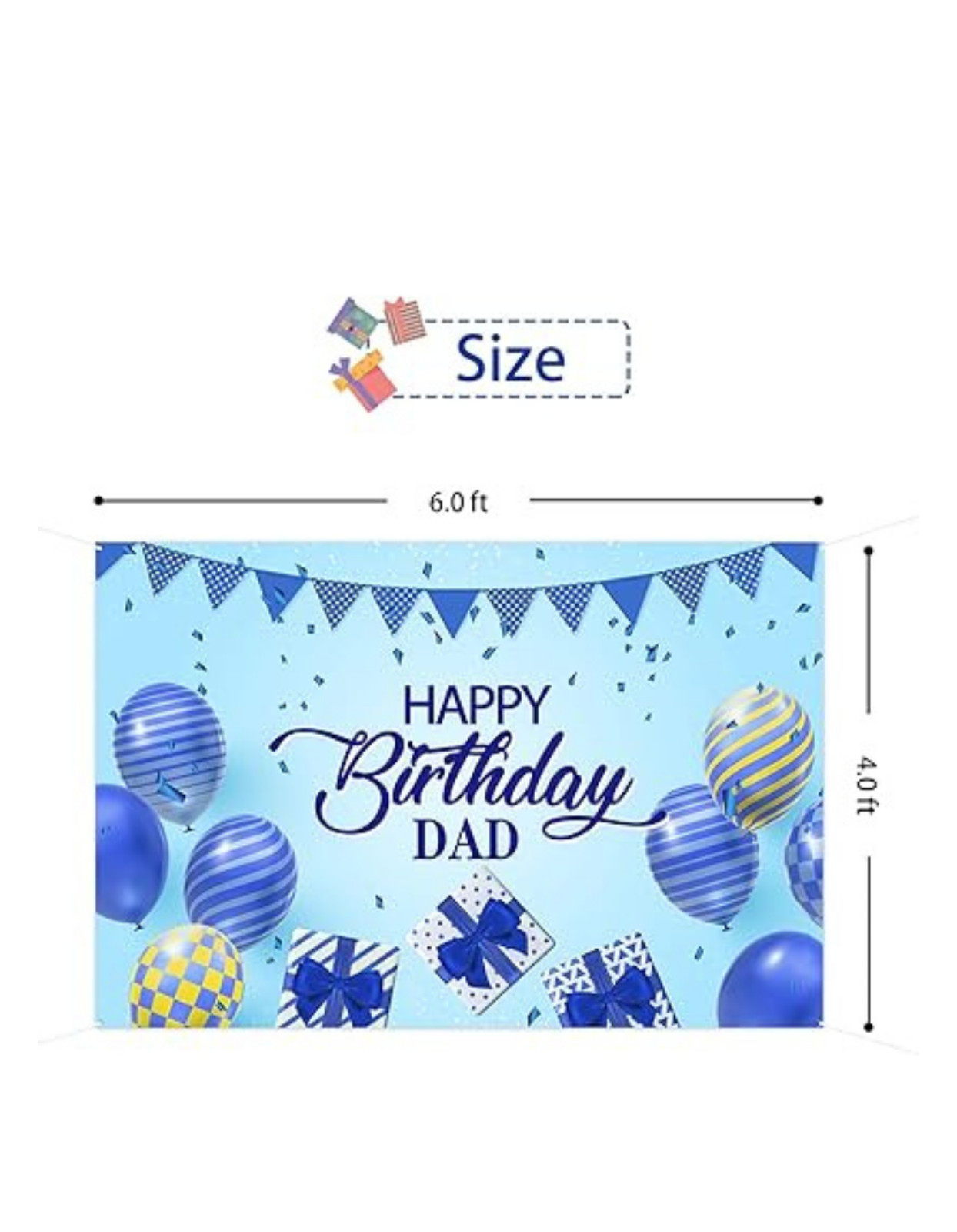 Happy Birthday Dad 6 x 4 Ft. Backdrop Banner Party Photography Background Father