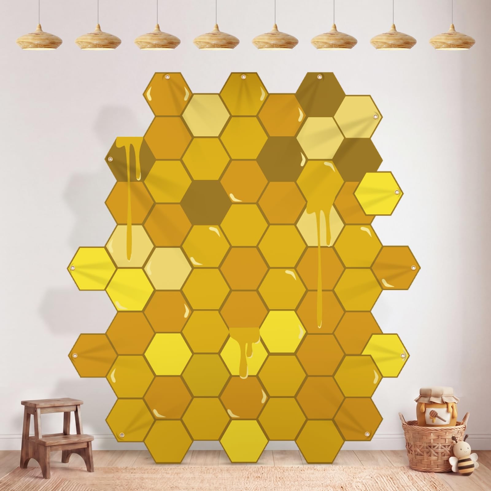 6.6 x 5.9 ft Large Honeycomb Backdrop Irregular Shaped Bee Backdrop Irregular…