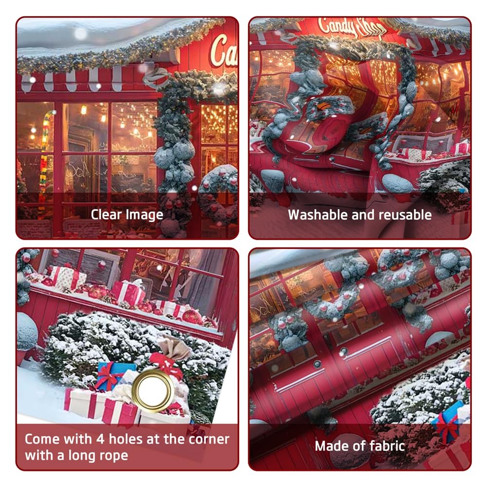 Extra Large Christmas Banner Winter Snow Scene Photography Backdrop 70.8×43.3″