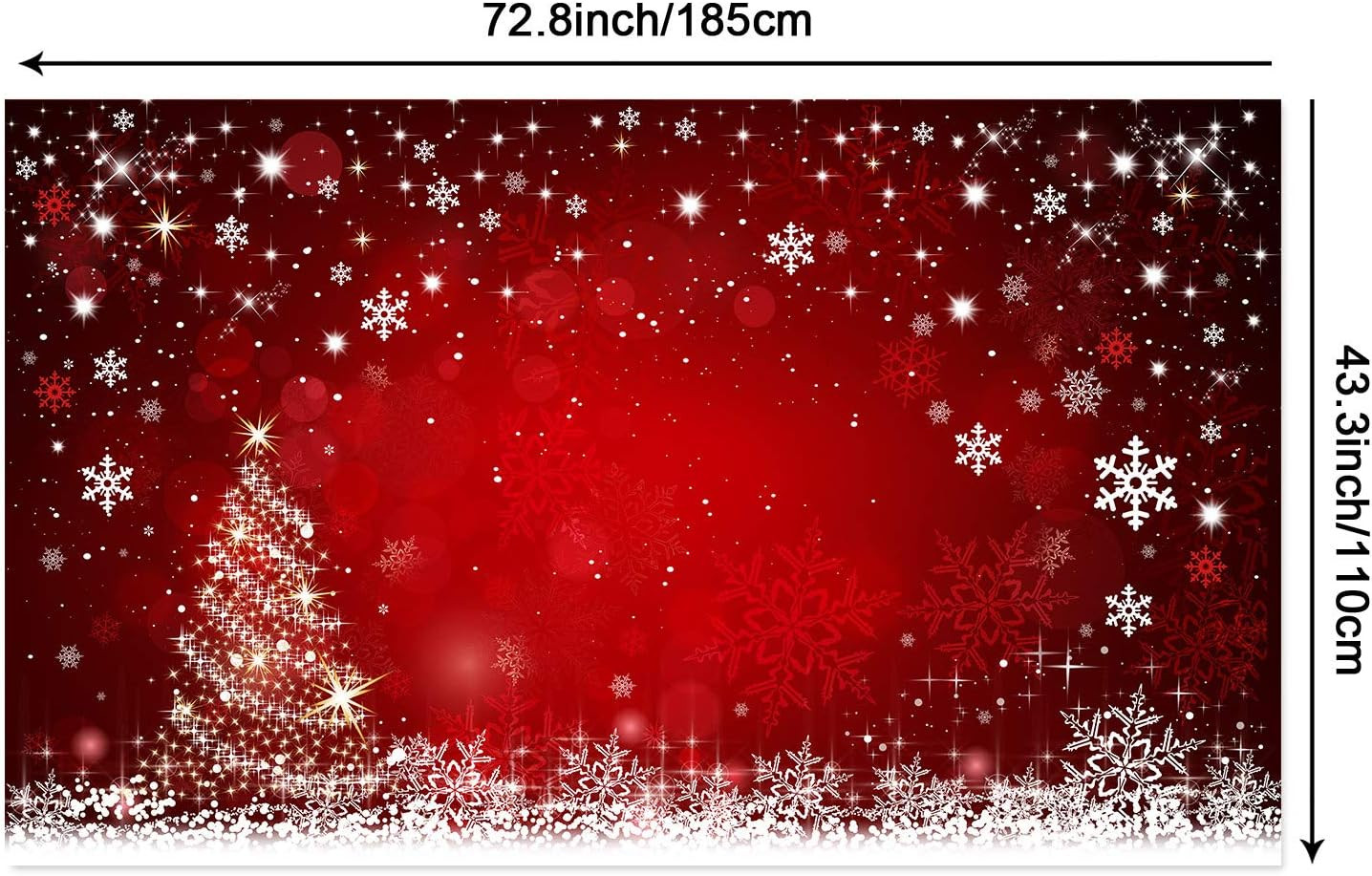 Red Christmas Backdrop 72.8×43.3 in Snowflake Tree Winter Party Photo Props Pack