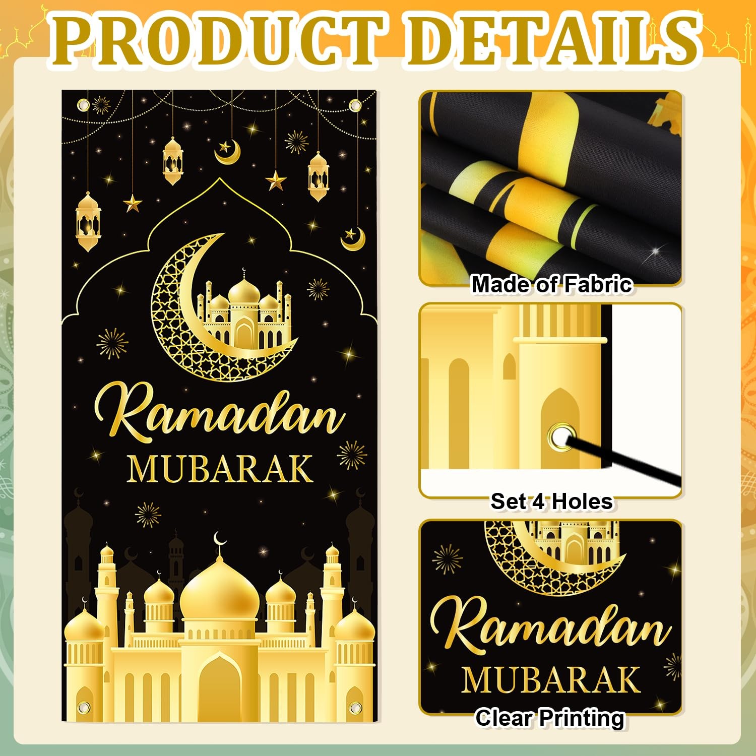 3 Pcs Ramadan Mubarak Banner Ramadan Decorations for Home Eid Mubarak Hanging…