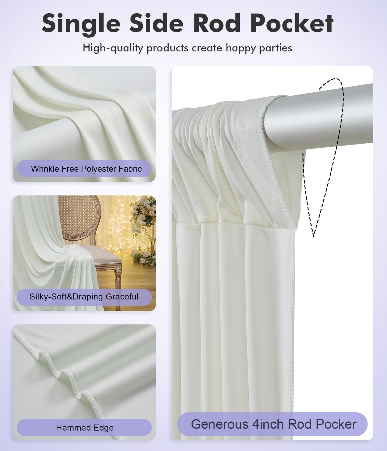 Domova 50ft x 40ft Ivory Ceiling 50FTx40FT (W5’xH40′, 10 Panels),