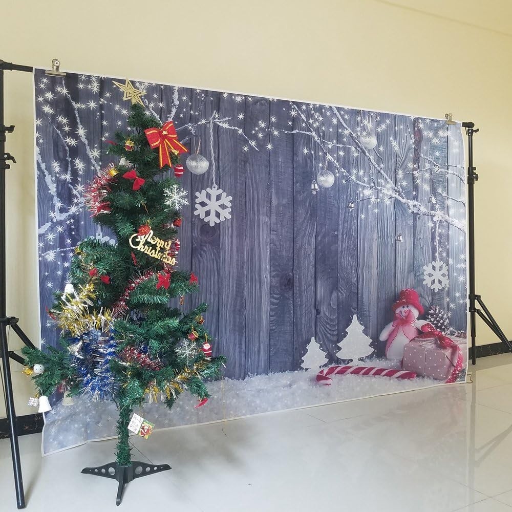 FiVan Wood and Snowman Design Photo Backdrop For Winter Home Party Pictures Baby