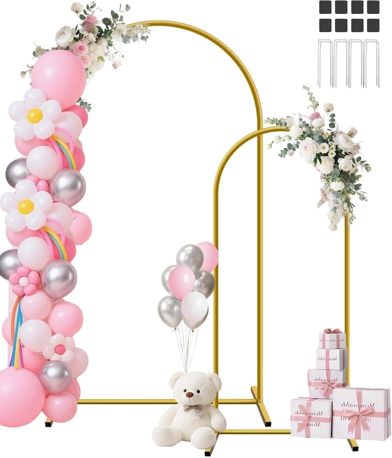 NEW Metal Arch Backdrop Stand Set 7.2ft 6ft Wedding Frame Gold