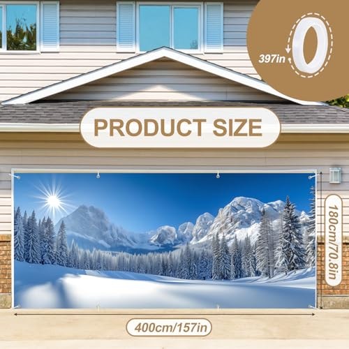 Winter Forest Garage Door Decoration Background Natural Scene Snow Mountain