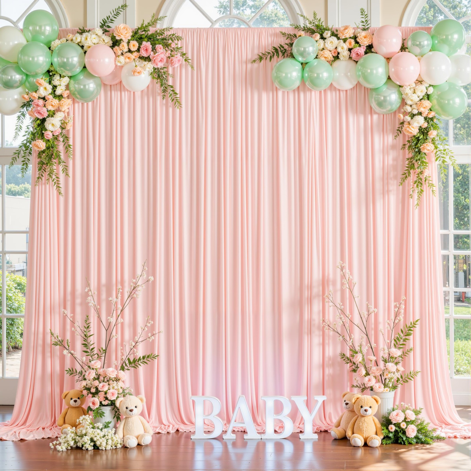 10x10ft Light Pink Backdrop Curtains for Baby Shower Wrinkle Free Pink Photo …