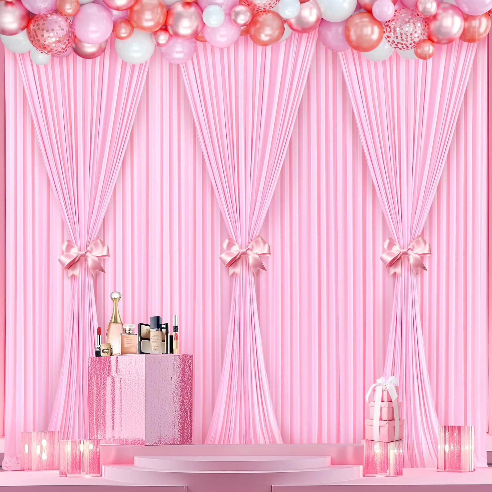 5ft x 8ft Pink Backdrop Curtains for Weddings/Parties 2 Panels Wrinkle-Free