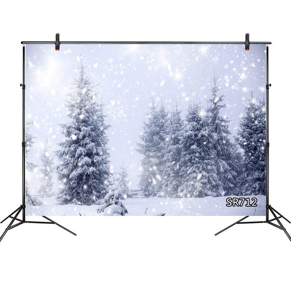 10x8ft Winter Snow Mountain Forest Snowy Trees Photo Background Vinyl Backdrop