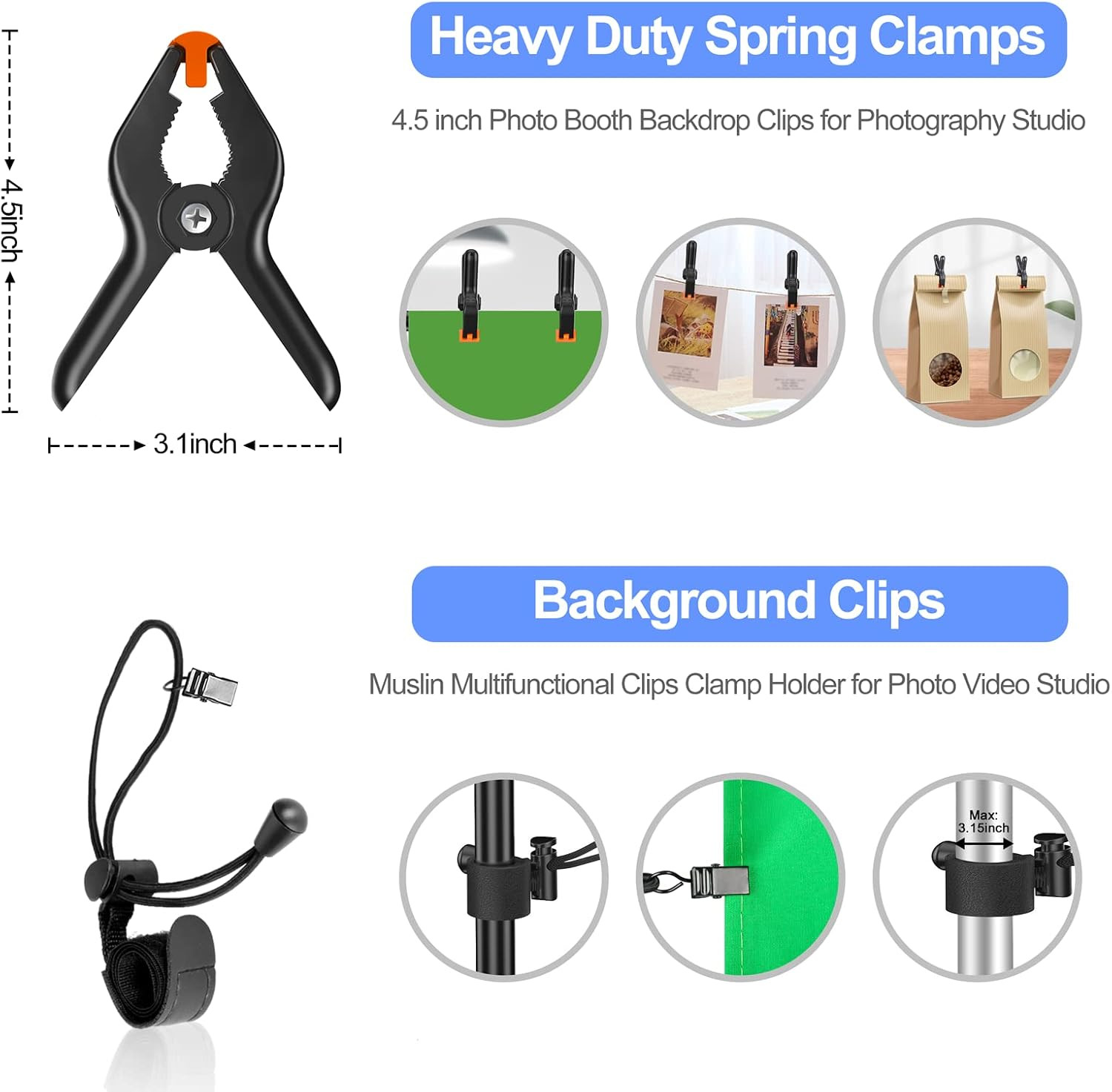 Adjustable 7x10ft Photo Video Backdrop Stand Kit with 3 Backgrounds & Clamps