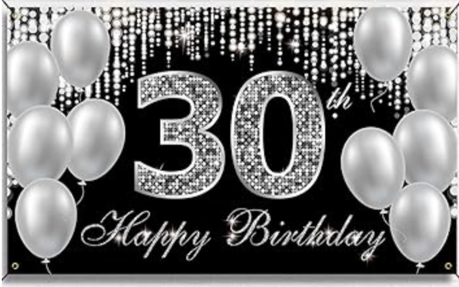 HTDZZI Banner Backdrop Happy 30th Birthday Decorations for Women Men Photo Props