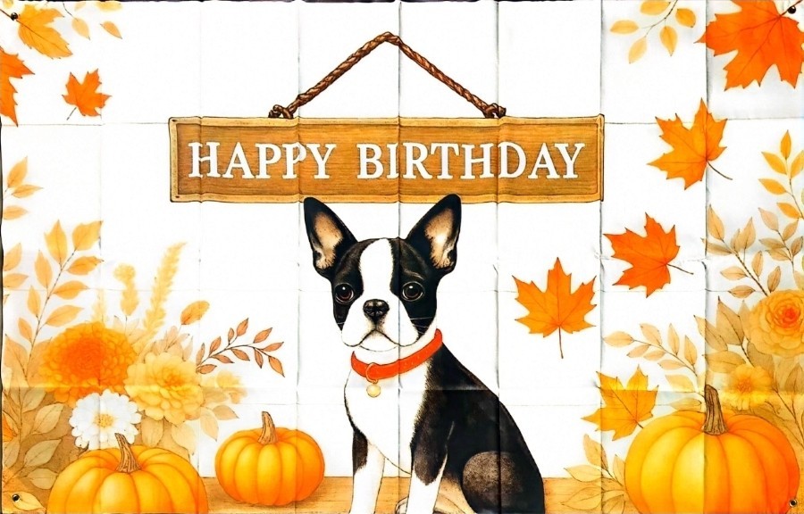 Happy BIrthday Dog Banner 43inH X 72inW (3.5ft HX 6ftw)
