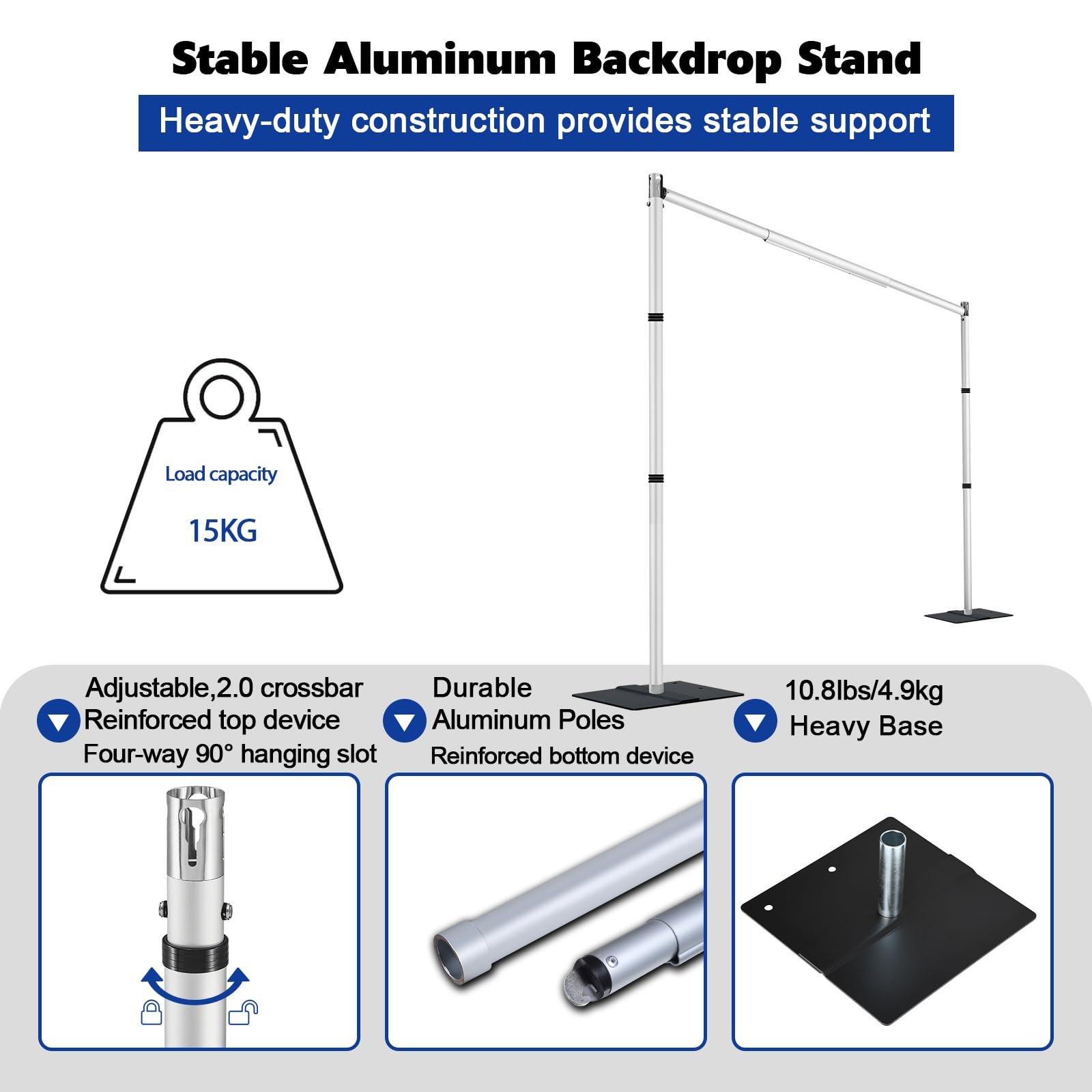 Pipe and Drape Backdrop Stand Kit, 10ftx10ft Heavy Duty Backdrop Stand, Adjus…
