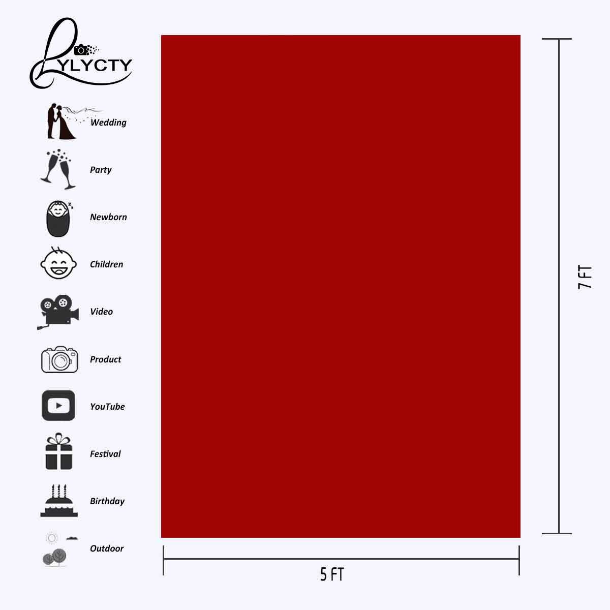 5x7ft Photography Studio Non-Woven Backdrop Bright Red Solid Color Screen