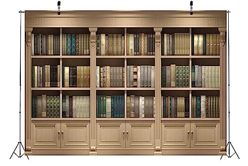 BELECO 5x3ft Fabric Vintage Wooden Bookshelf Backdrop Library 5x3FT A14630