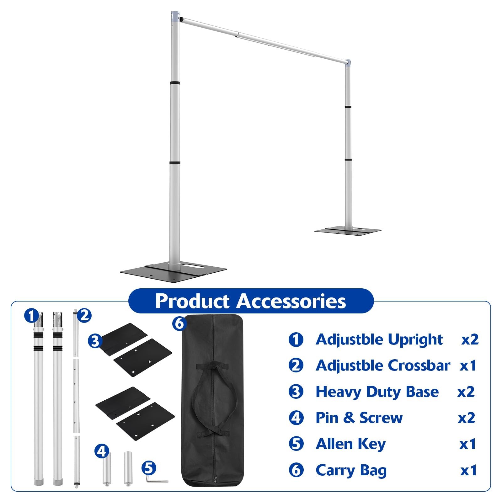 Pipe and Drape Backdrop Stand Kit, 10ftx10ft Heavy Duty Backdrop Stand, Adjus…