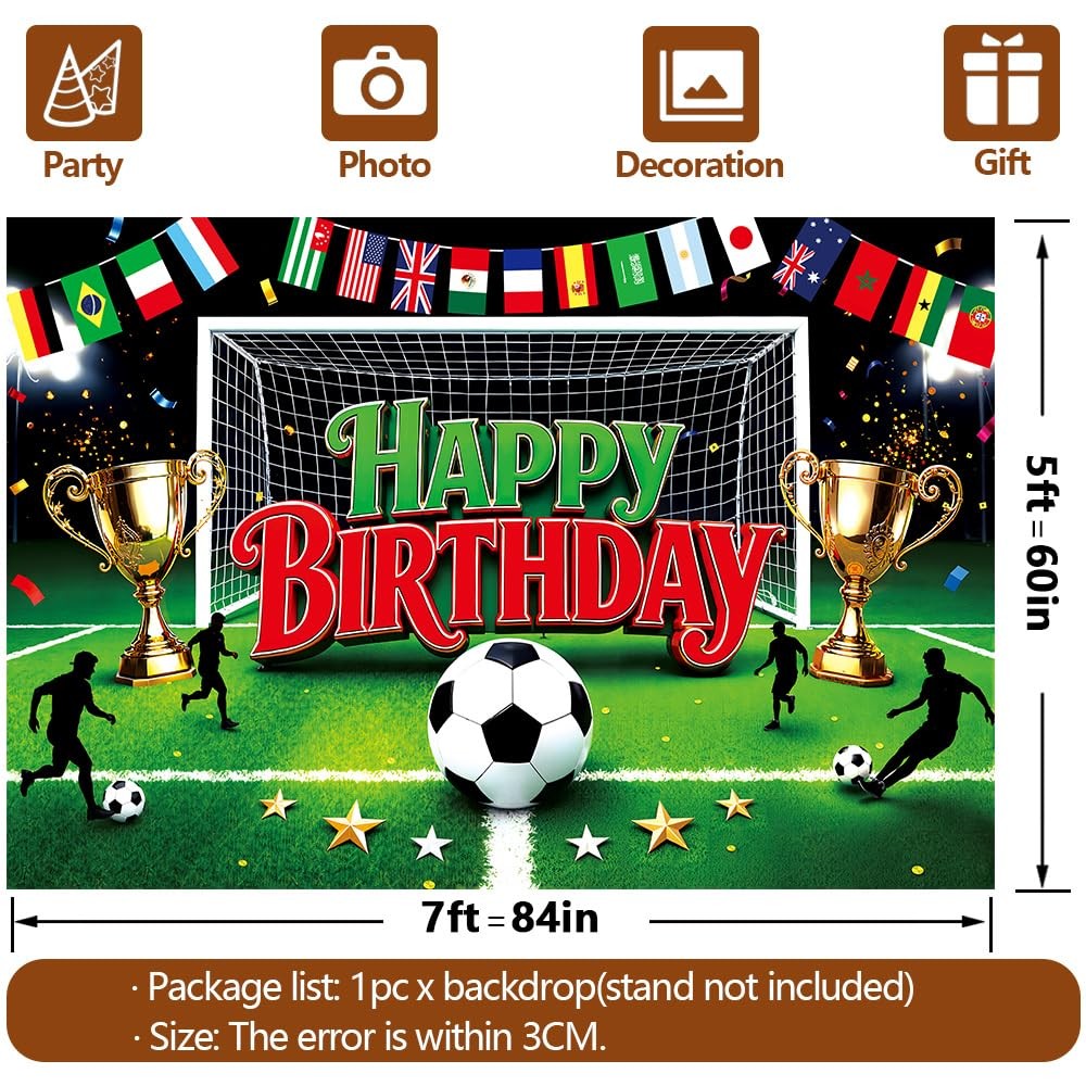 7x5FT Football Party Backdrop Sports Themed Party Decoration Soccer Happy Bir…