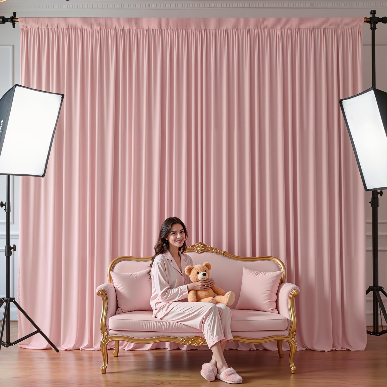 10 Panles Dusty Rose Backdrop Curtains – W4′ x H10′(10 panels),