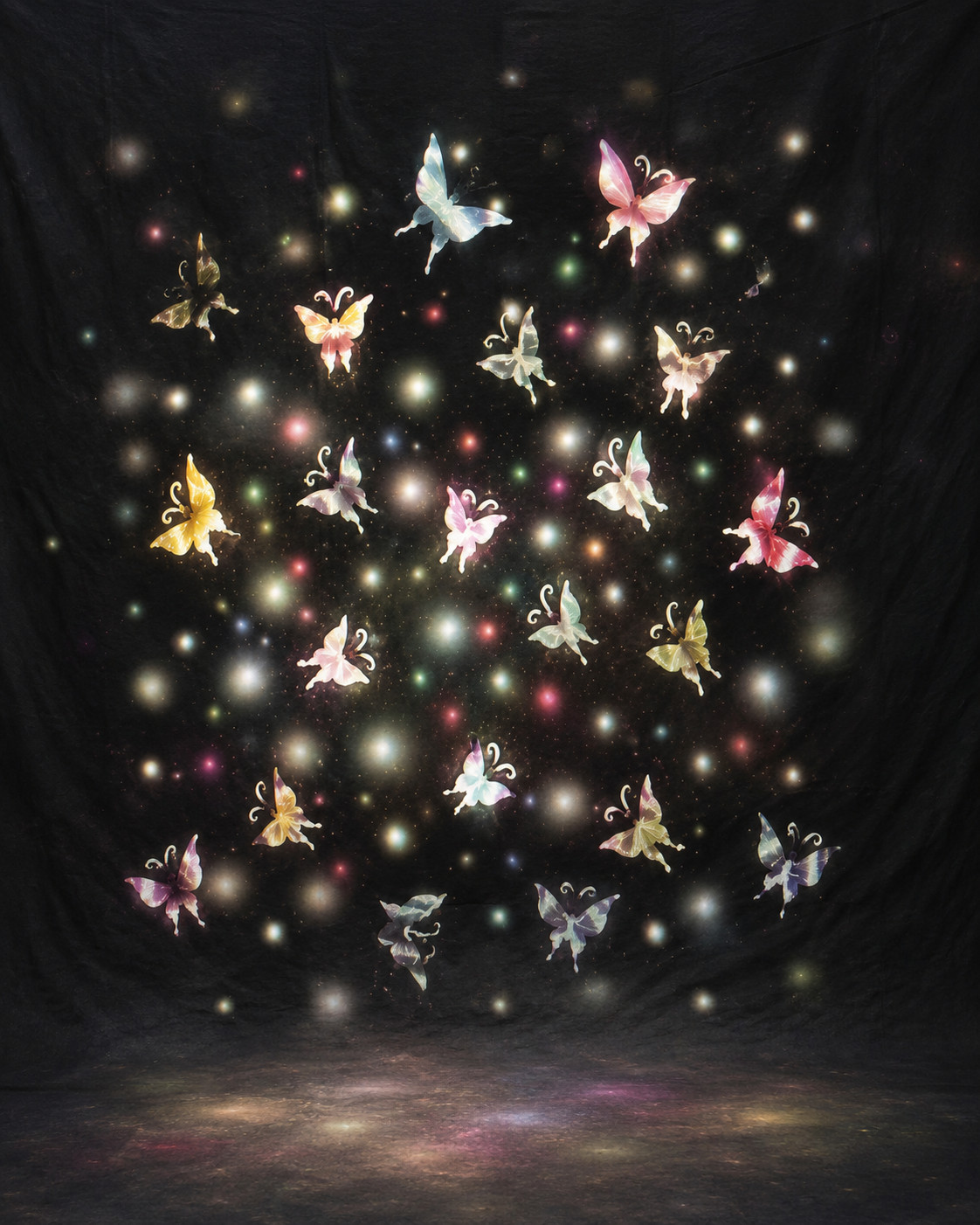 10*20 Ft Muslin Airbrush Glowing fairies in a magic Night Background 33-349
