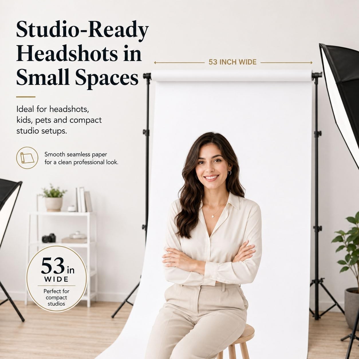 Seamless Grey Backdrop Paper Roll 53″x16.4″ – Heavyweight Matte for Studio & Pro