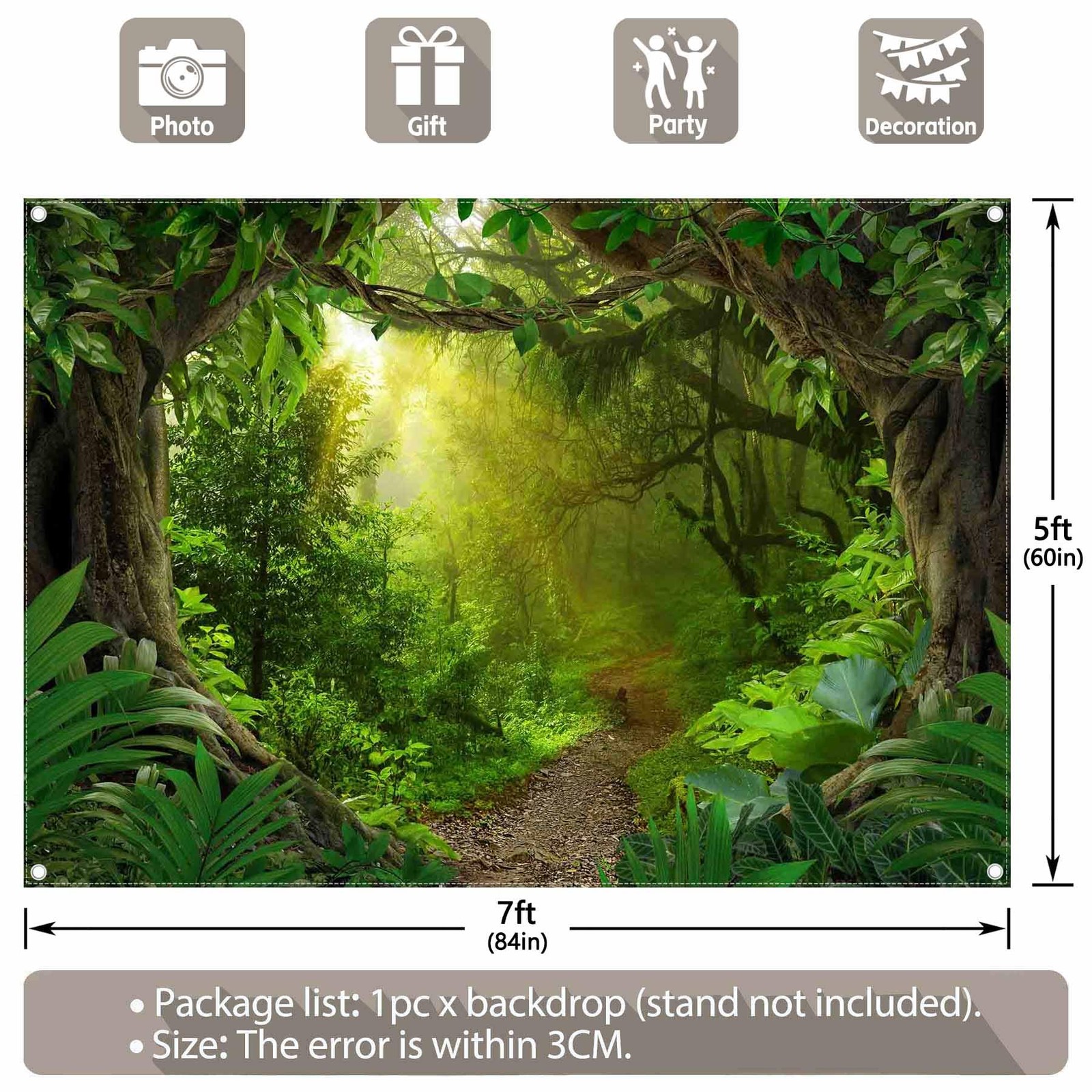 Swepuck 7x5ft Jungle Forest Photography Backdrop Tropical 7×5 ft, Green