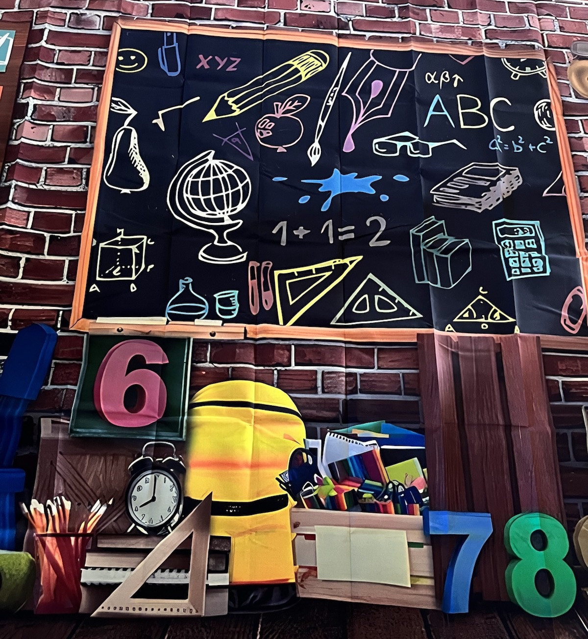 8×6 Ft School Backdrop Kindergarten Classroom ABC Photo Canvas Pictures Hallway