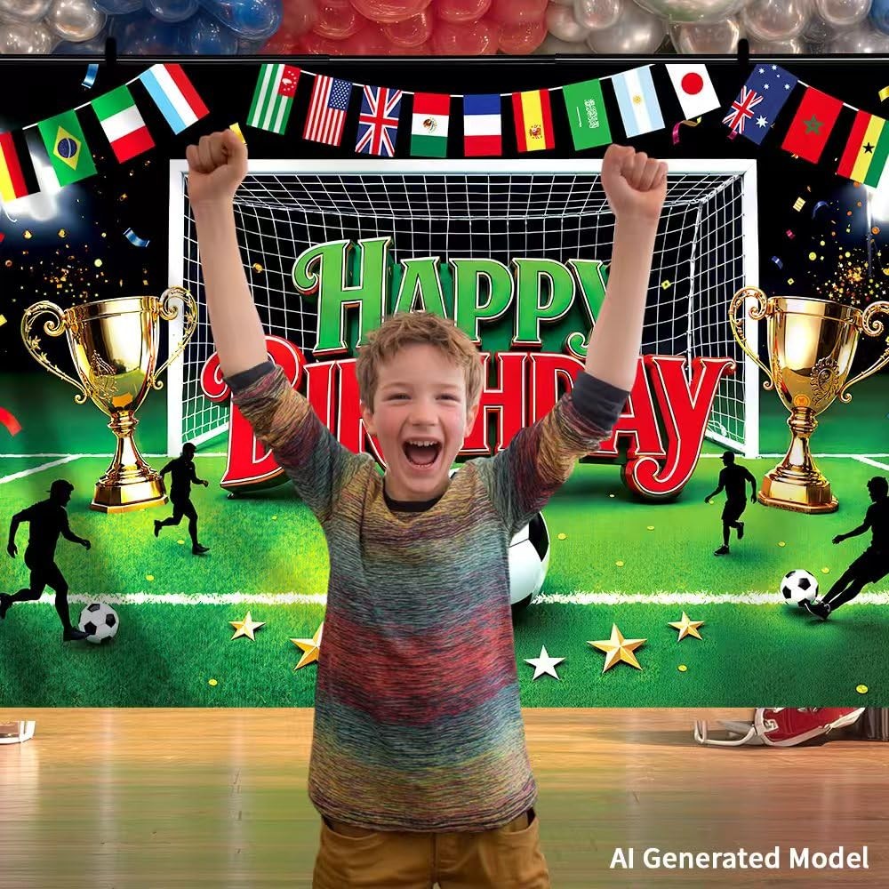 7x5FT Football Party Backdrop Sports Themed Party Decoration Soccer Happy Bir…