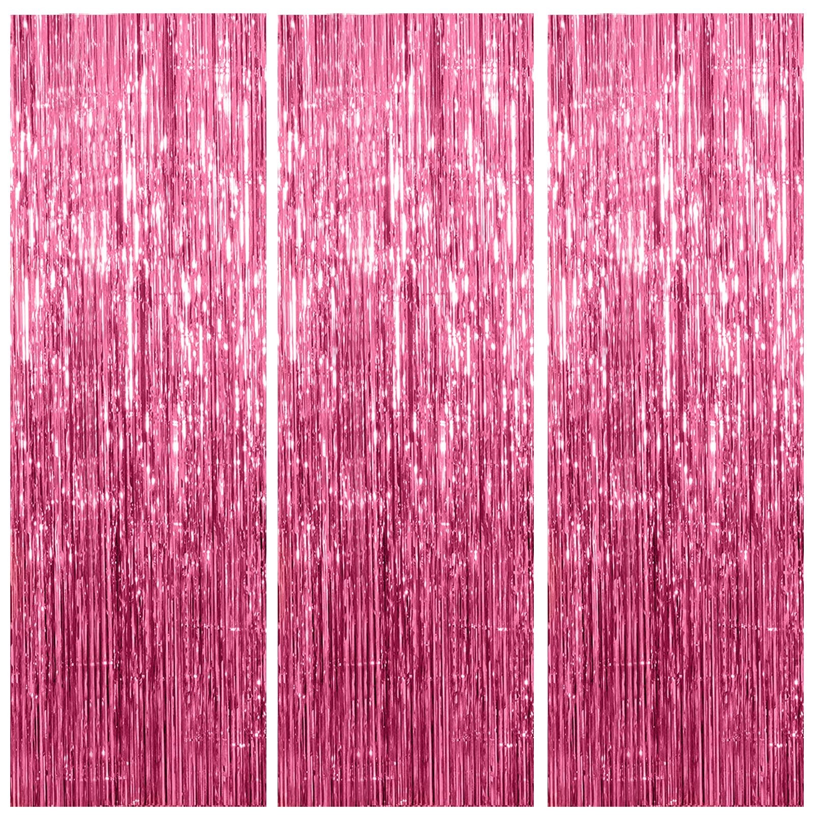 3 Pack Pink Backdrop Birthday Party Decorations Tinsel 39.4″W x 78.7″L,