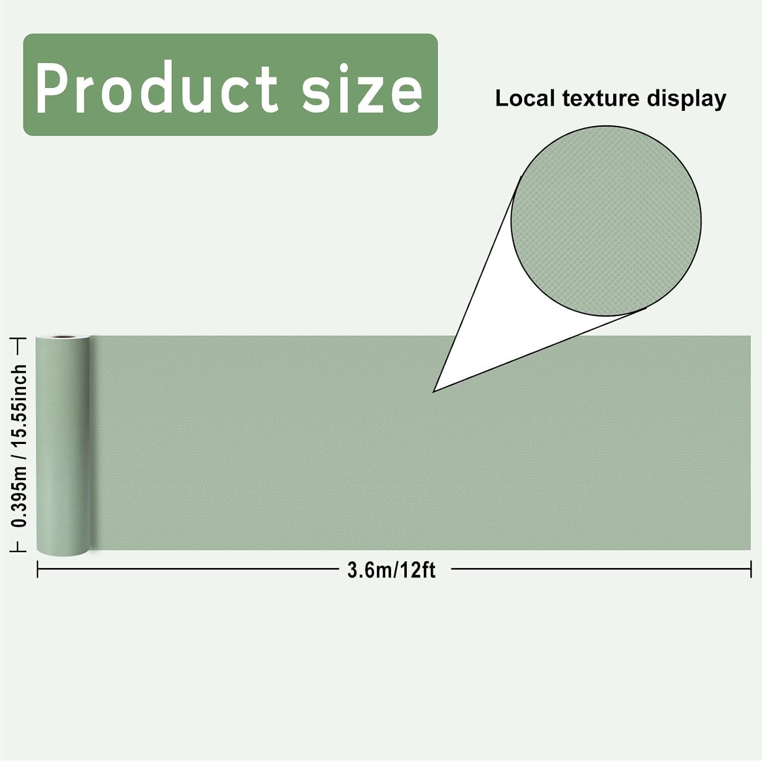 Sage Green Bulletin Board Roll Non-Woven Fabric Poster 15.55″ X12Ft | Erasable W
