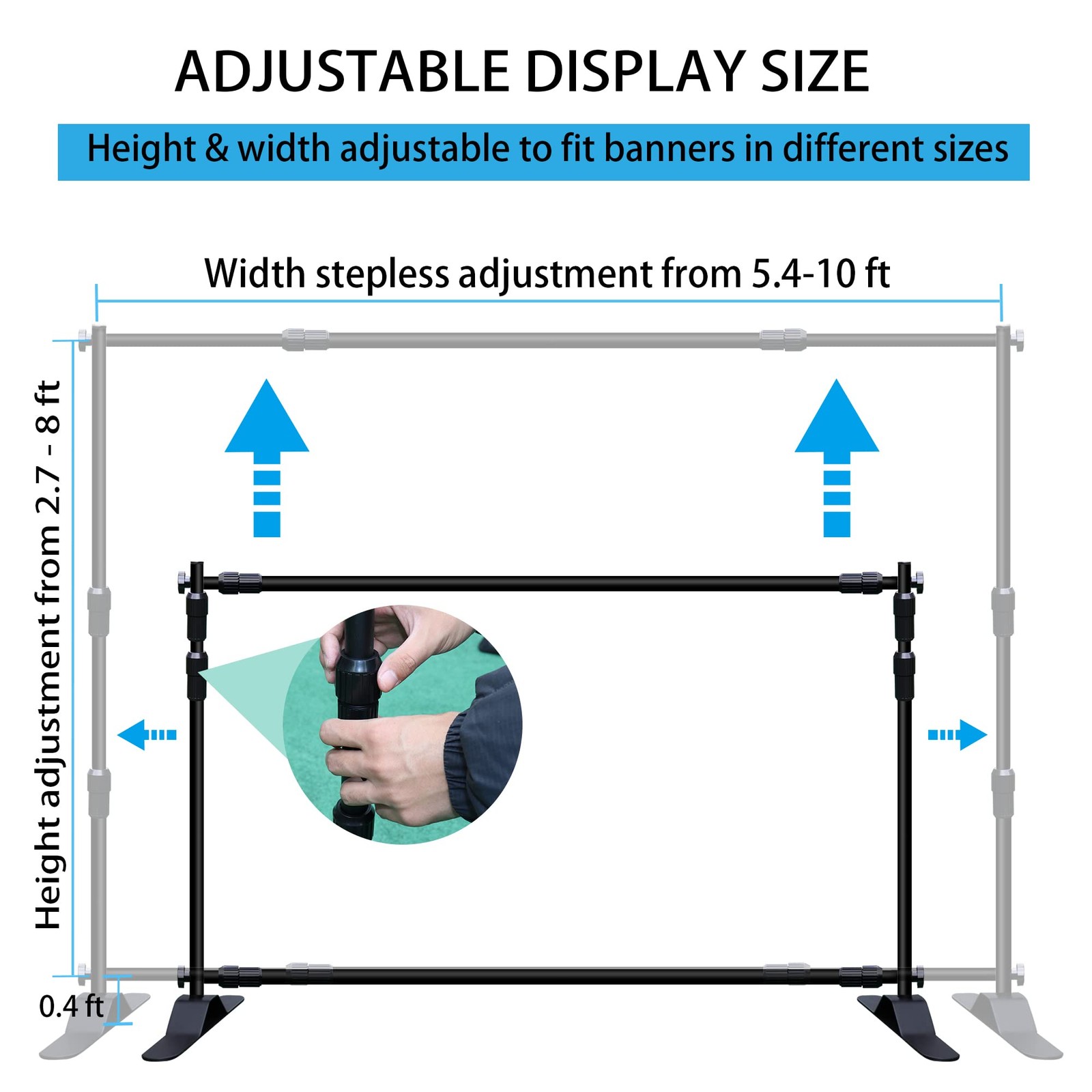 Photo Backdrop Banner Stand Kit, Heavy Duty 10 x 8 FT Adjustable Telescopic T…
