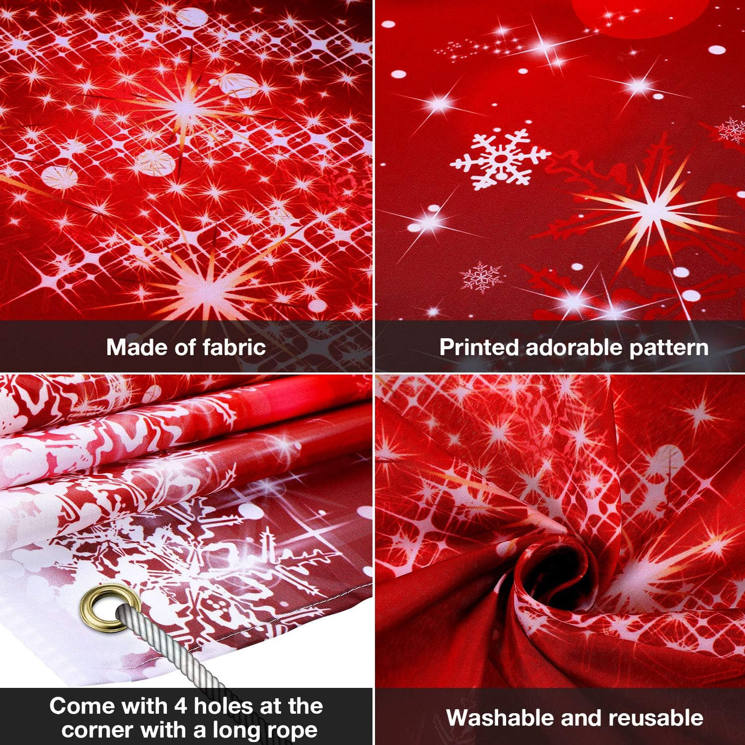 Red Christmas Backdrop 72.8×43.3 in Snowflake Tree Winter Party Photo Props Pack